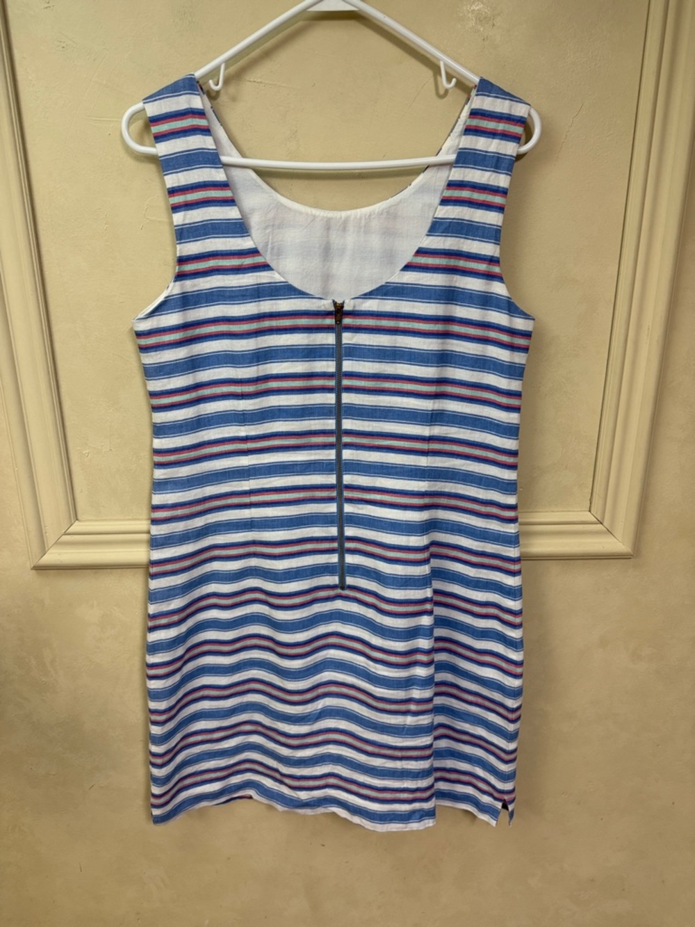 HIHO Tortola BVI Women's Medium Sheath Lagenlook Blue Chambray Linen Dress - Picture 2 of 5